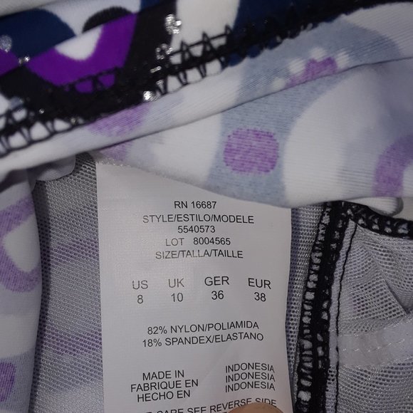 Swim Solutions Jewel Tiered‎ Tummy Control Swimsuit Purple Black - Picture 9 of 11